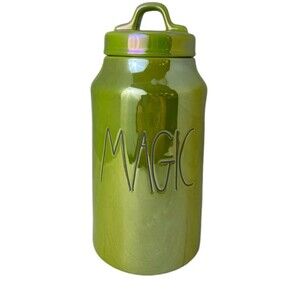 NWT Rae Dunn "MAGIC" Halloween Large Tall Iridescent Luster Green Canister